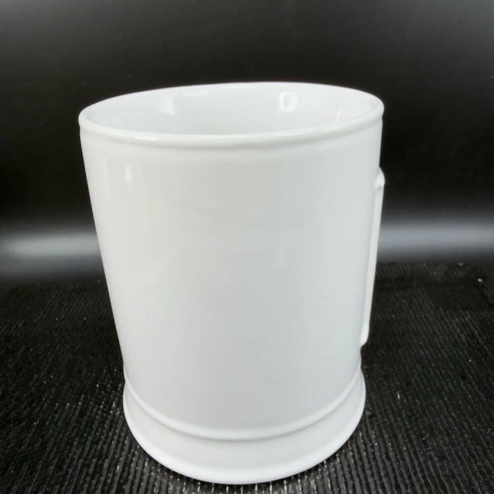 Pottery‎ Barn Monogram Letter B White Raised Letter Ceramic Stoneware Cup Mug